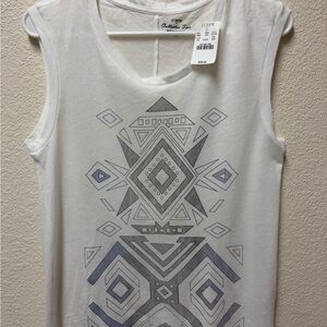NWT, Women’s J. Crew White and Gray Geometric Muscle Tee